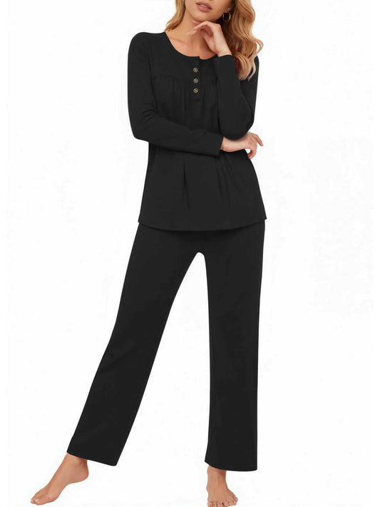 UVN Womens Pajama Sets Long Sleeve Crewneck Tops and Long Pajama Pants 2 Piece Lounge Set Sleepwear Fall Oufits Loungewear