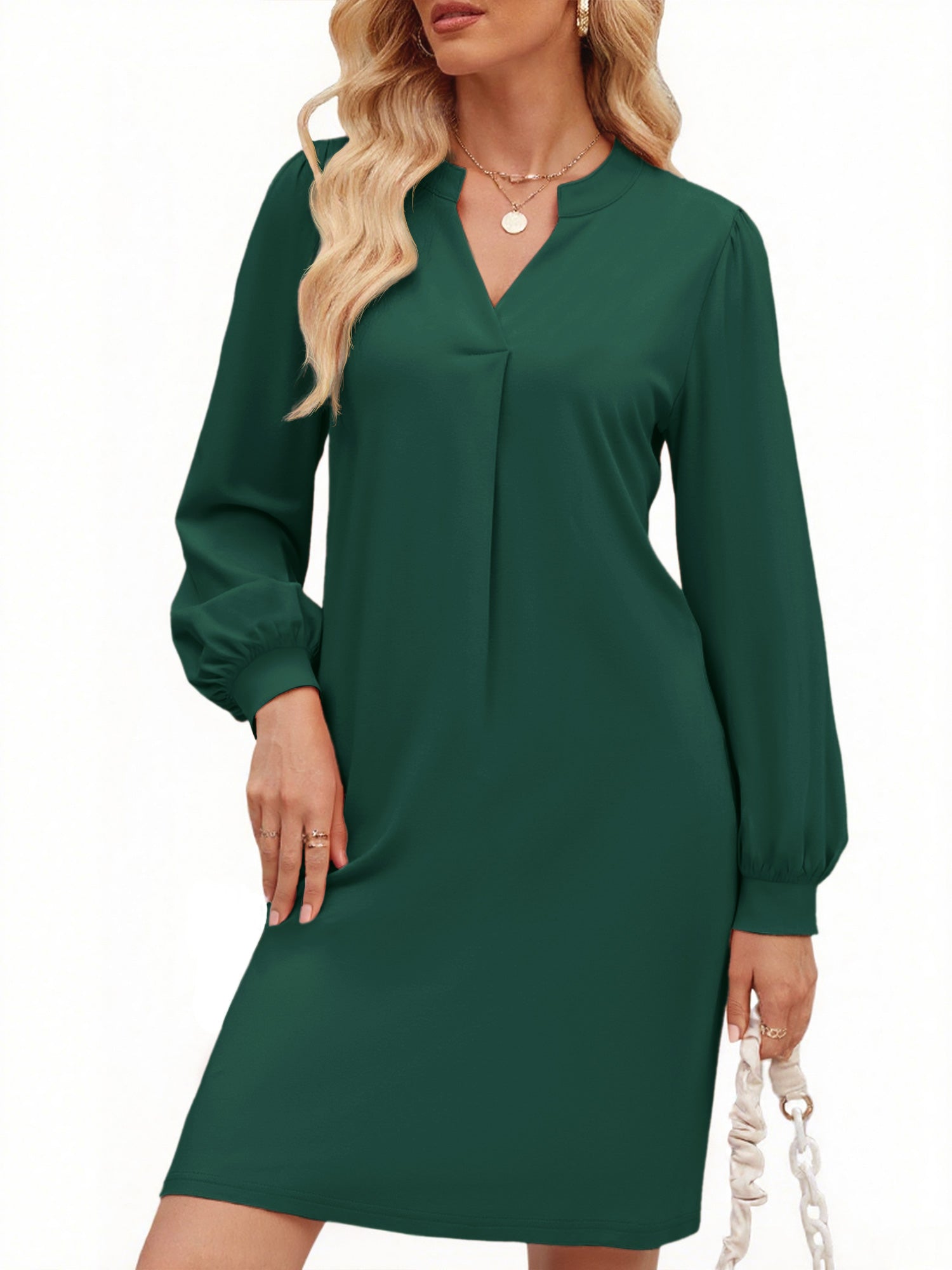 UVN Dresses for Women Long Sleeve V Neck Dress Fall Casual Midi Dress