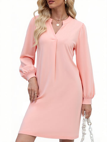 UVN Dresses for Women Long Sleeve V Neck Dress Fall Casual Midi Dress