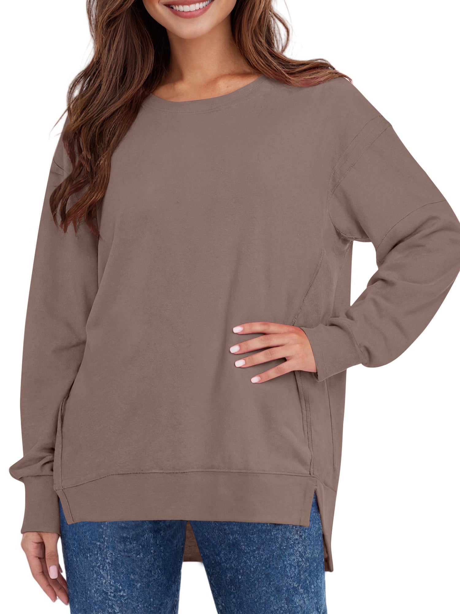 UVN Sweatshirts for Women Long Sleeve Pullover Fall Crewneck Oversized Tops