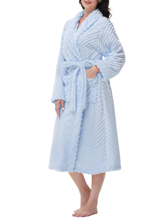 UVN Fleece Robes for Women Winter Plush Long Bathrobes Soft Cozy Fluffy Premium Sleepwear Housecoats