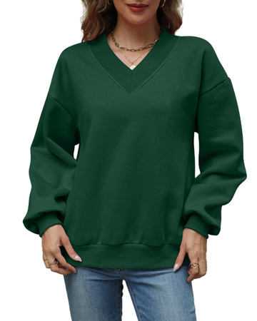 UVN Womens Oversized Sweatshirts Fall Winter Long Sleeve V Neck Hoodies Ladies Casual Loose Pullover Clothes