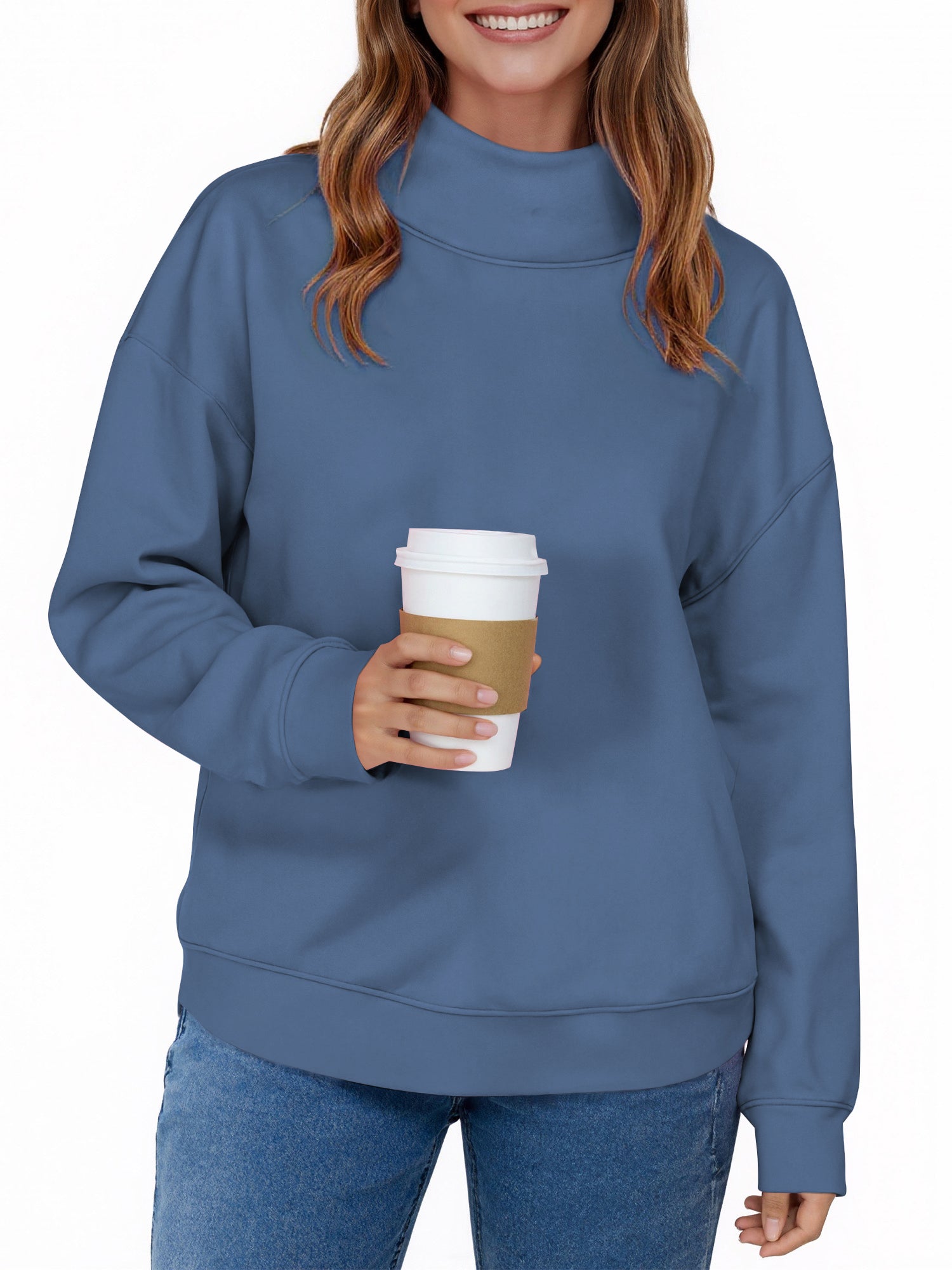 UVN Oversized Sweatshirts for Women Winter Long Sleeve Turtleneck Hoodies Ladies Pullover Fall Tops