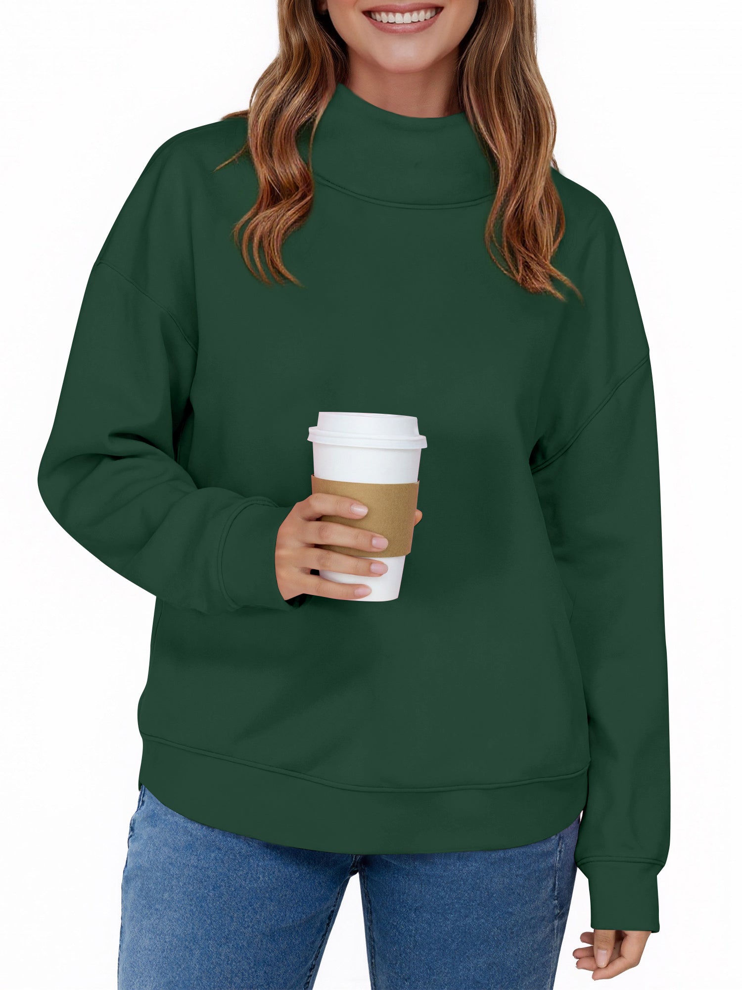 UVN Oversized Sweatshirts for Women Winter Long Sleeve Turtleneck Hoodies Ladies Pullover Fall Tops