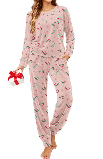 UVN Womens Velvet Pajamas Sets Winter 2 Piece Outfits Ladies Fleece Long Sleeve Sleepwear with Pockets