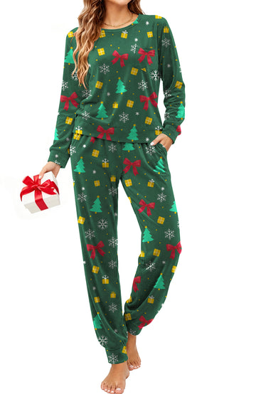 UVN Womens Velvet Pajamas Sets Winter 2 Piece Outfits Ladies Fleece Long Sleeve Sleepwear with Pockets