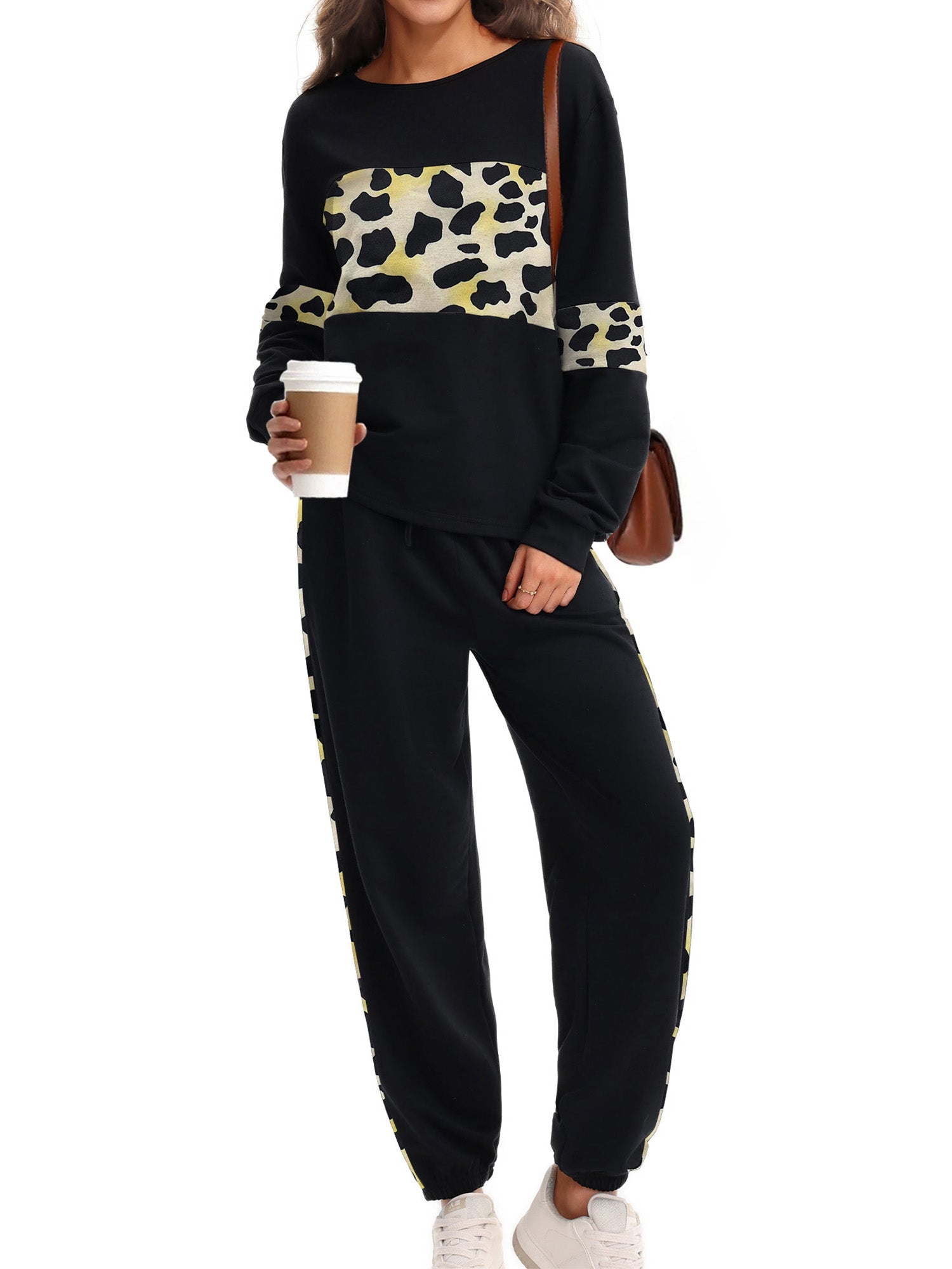 UVN Tracksuit for Women Colorblock Striped Sweatsuit Casual 2 Piece Sweatshirts Sweatpants Jogger Set Outfits