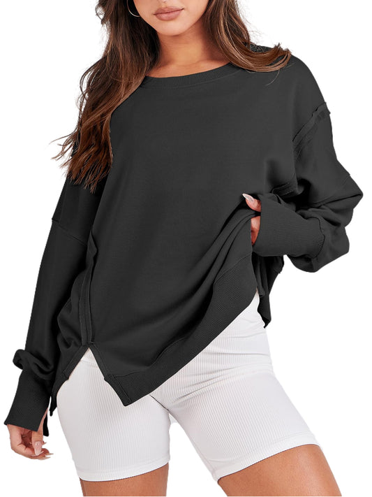 UVN Sweatshirts for Women Long Sleeve Pullover Fall Crewneck Oversized Tops