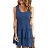 UVN Sleeveless Dresses for Women Summer Casual Button Down Sundresses Ladies Ruffle Tiered Casual Swing Beach Dress