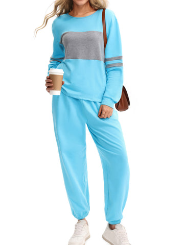 UVN Tracksuit for Women Colorblock Striped Sweatsuit Casual 2 Piece Sweatshirts Sweatpants Jogger Set Outfits