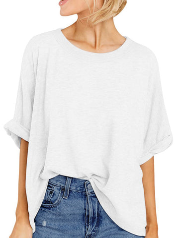 UVN Oversized T Shirt for Women Summer Casual Short Sleeve Tee Ladies Loose Crewneck Tops