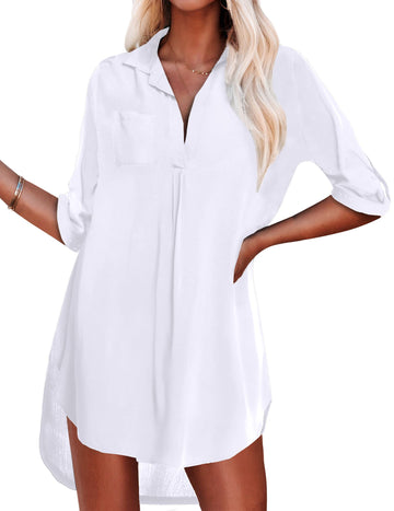 UVN Womens Swimsuit Cover Up Shirt for Summer Tops Bikini Beachwear Loose Beach Cover Ups Bathing Suit