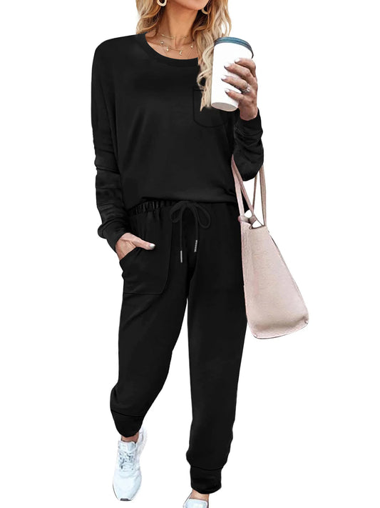 UVN Sweatsuits for Women 2pcs Sets Striped Jogger Set Casual 2 Piece Outfit Loose Sweatshirts Long Pants Tracksuits