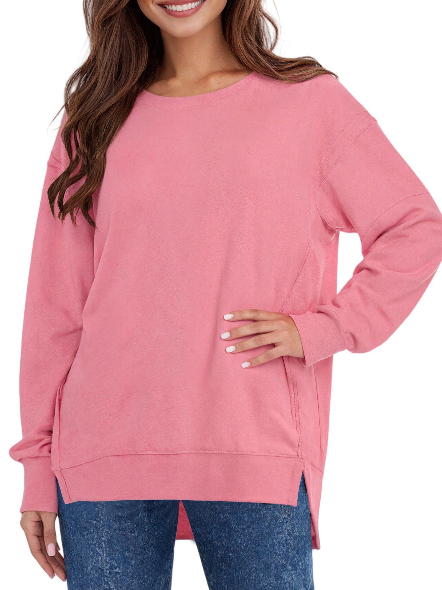 UVN Sweatshirts for Women Long Sleeve Pullover Fall Crewneck Oversized Tops