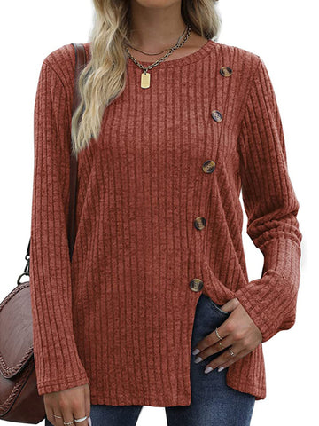 UVN Sweatshirts for Women Long Sleeve Shirts Crewneck Casual Tunic Tops with Buttons