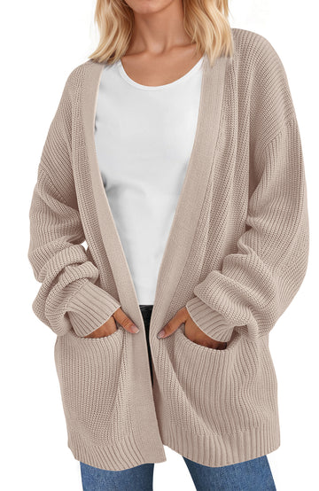 UVN Sweaters for Women Fall Winter Open Front Cardigans Long Sleeve Oversized Casual Soft Knit Outerwear Coats with Pockets