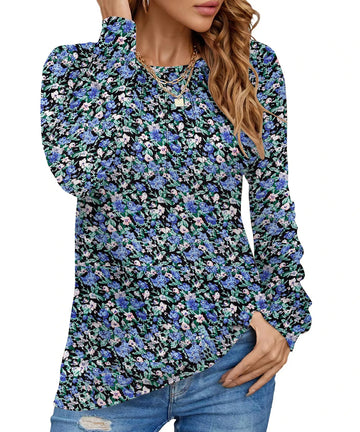 UVN Blouses for Women Long Sleeve Shirts Casual Dressy Pleated Tunic Tops