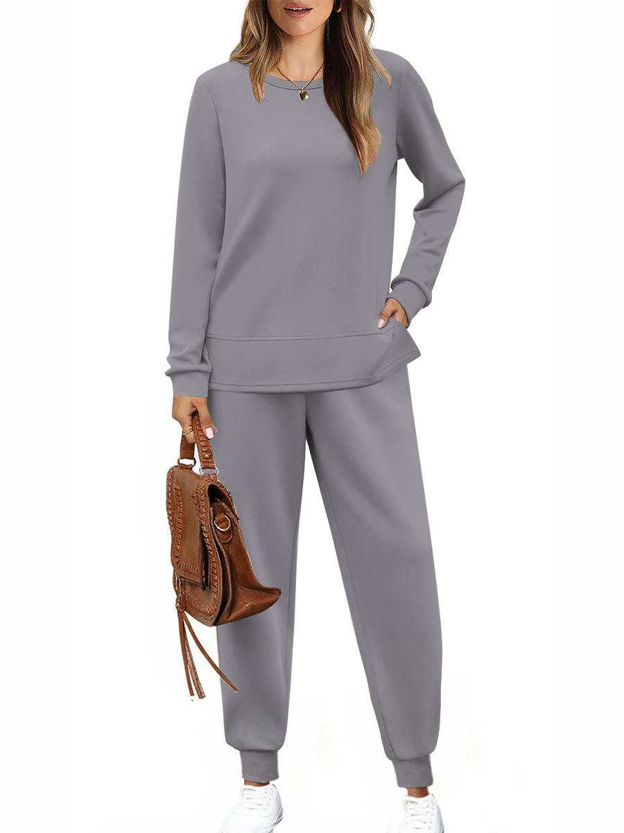 UVN Womens Fall Jogger Suit 2 Piece Set Long Sleeve Pullover Long Sweatpants with Pockets Ladies Sweatsuits Casual Lounge Set