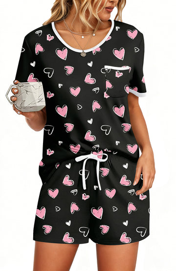 UVN Pajamas Sets for Women 2 Piece Lounge Set Short Sleeve Tops and Shorts Soft Pj Set Sleepwear Loungewear