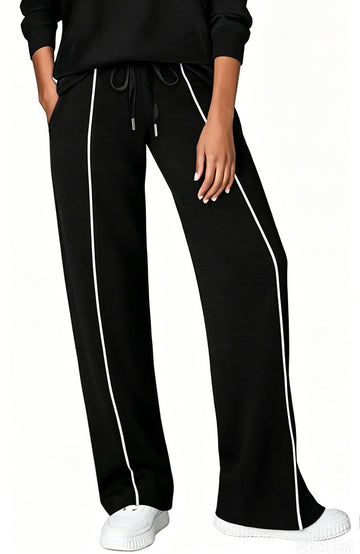 UVN Sweatpants for Women Casual Wide Leg Baggy Pants Straight Long Trousers High Waist Drawstring Workout Pants with Pockets