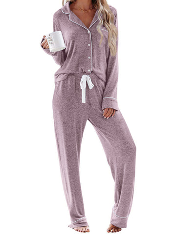 UVN Womens Pajama Sets Long Sleeve Top and Long Pants Soft Pjs Sleepwear Ladies Button Down Lounge Set