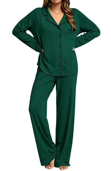 UVN Womens Winter Pajama Long Sleeve Casual Ladies Button Down Lounge Set for Women Soft Sleepwear Set with Pockets