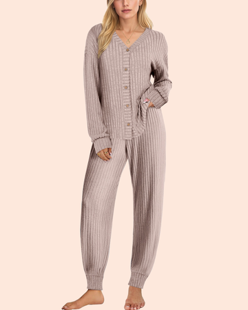 UVN Pajamas Sets for Women Long Sleeve Button Down Tops and Pants 2 Piece Outfit Fall Sleepwear Pjs Lounge Sets with Pockets