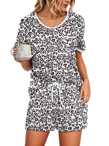 UVN Pajamas Sets for Women 2 Piece Lounge Set Short Sleeve Tops and Shorts Soft Pj Set Sleepwear Loungewear