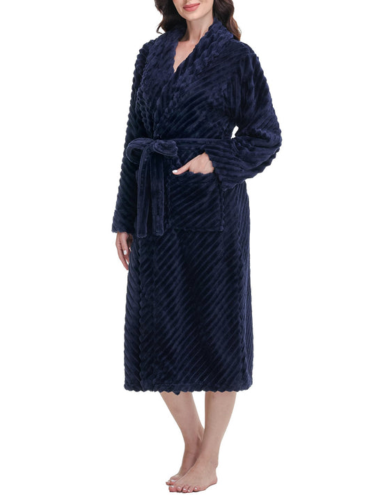 UVN Fleece Robes for Women Winter Plush Long Bathrobes Soft Cozy Fluffy Premium Sleepwear Housecoats