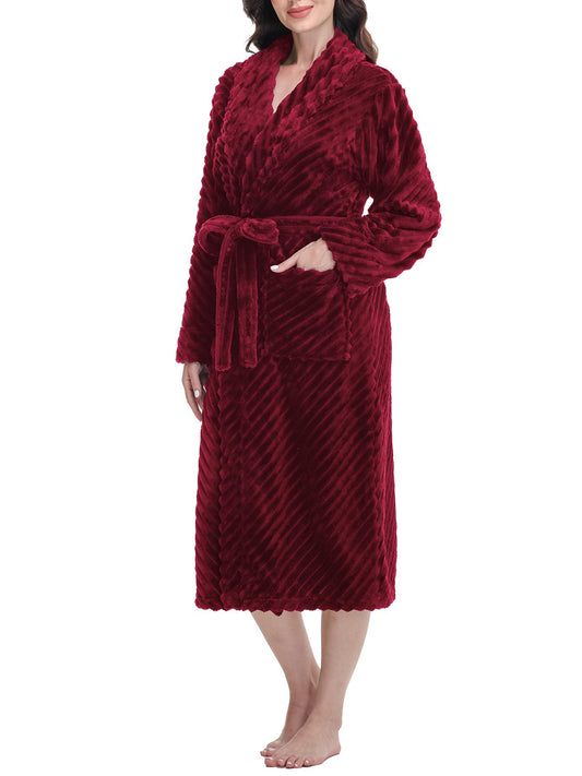 UVN Fleece Robes for Women Winter Plush Long Bathrobes Soft Cozy Fluffy Premium Sleepwear Housecoats