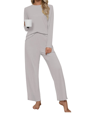 UVN Fall Womens 2 Piece Pajamas Set Loungewear Long Sleeve Tops and Pants Soft Lounge Sets