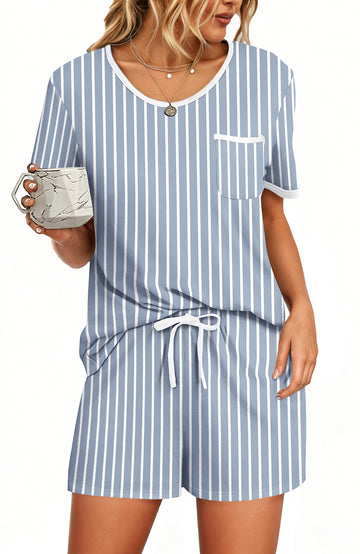 UVN Pajamas Sets for Women 2 Piece Lounge Set Short Sleeve Tops and Shorts Soft Pj Set Sleepwear Loungewear