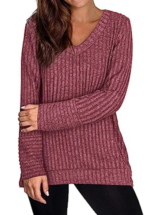 UVN Long Sleeve Shirts for Women V Neck Fall Shirts Lightweight Tunic Tops