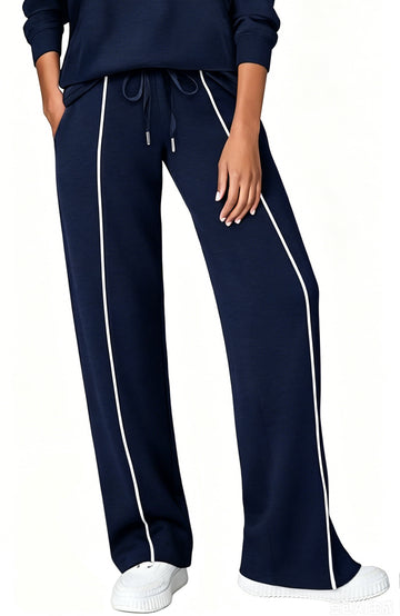 UVN Sweatpants for Women Casual Wide Leg Baggy Pants Straight Long Trousers High Waist Drawstring Workout Pants with Pockets