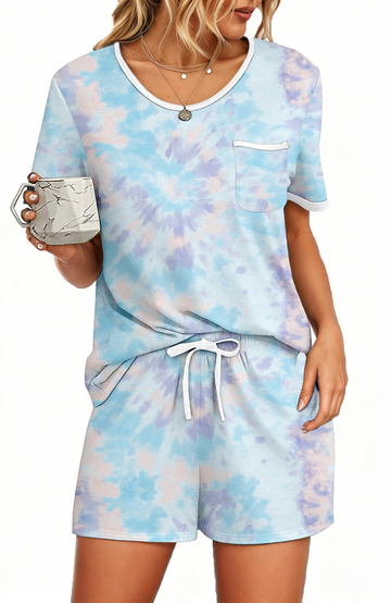 UVN Pajamas Sets for Women 2 Piece Lounge Set Short Sleeve Tops and Shorts Soft Pj Set Sleepwear Loungewear