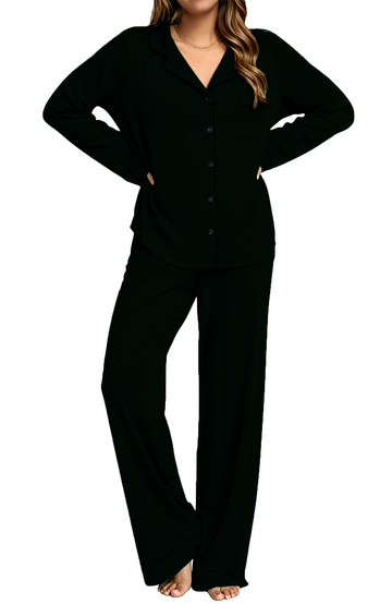 UVN Womens Winter Pajama Long Sleeve Casual Ladies Button Down Lounge Set for Women Soft Sleepwear Set with Pockets