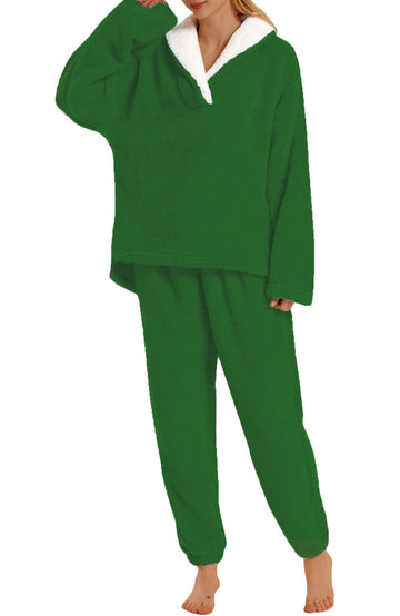 UVN Winter Pajamas for Women Fuzzy Loungewear Sets Ladies Fleece Long Sleeve Tops and Long Pants 2 Piece Sleepwear