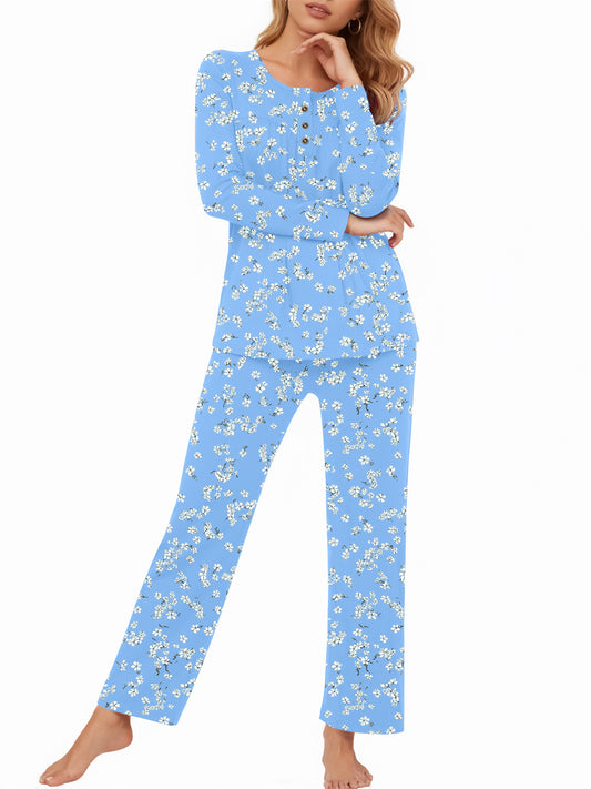 UVN Womens Pajama Sets Long Sleeve Crewneck Tops and Long Pajama Pants 2 Piece Lounge Set Sleepwear Fall Oufits Loungewear