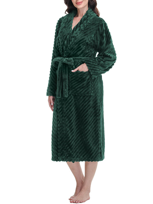 UVN Fleece Robes for Women Winter Plush Long Bathrobes Soft Cozy Fluffy Premium Sleepwear Housecoats