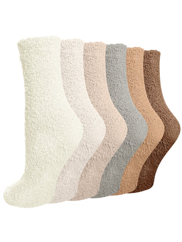 UVN Fuzzy Sock for Women 6 Pairs Warm Soft Plush Sleep Socks Womens Gifts, Size 5-9