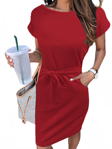 UVN Summer Dresses for Women Striped T Shirt Dress Casual Midi Dress Short Sleeve Sundress with Pockets