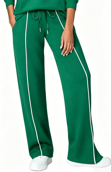 UVN Sweatpants for Women Casual Wide Leg Baggy Pants Straight Long Trousers High Waist Drawstring Workout Pants with Pockets