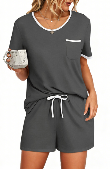 UVN Pajamas Sets for Women 2 Piece Lounge Set Short Sleeve Tops and Shorts Soft Pj Set Sleepwear Loungewear