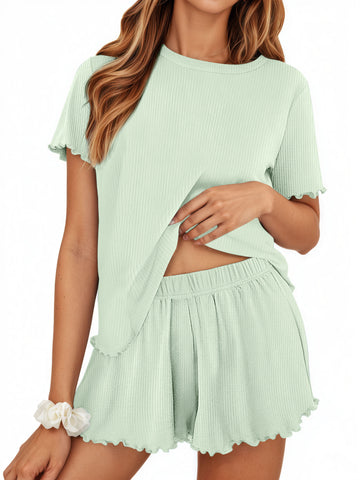 UVN Summer Pajama Sets For Women Short Sleeve Sleepwear Set Ladies Casual 2 Piece Outfits Lounge Sets