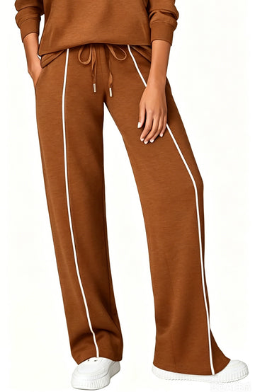 UVN Sweatpants for Women Casual Wide Leg Baggy Pants Straight Long Trousers High Waist Drawstring Workout Pants with Pockets
