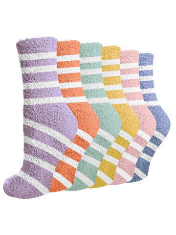 UVN Fuzzy Sock for Women 6 Pairs Warm Soft Plush Sleep Socks Womens Gifts, Size 5-9