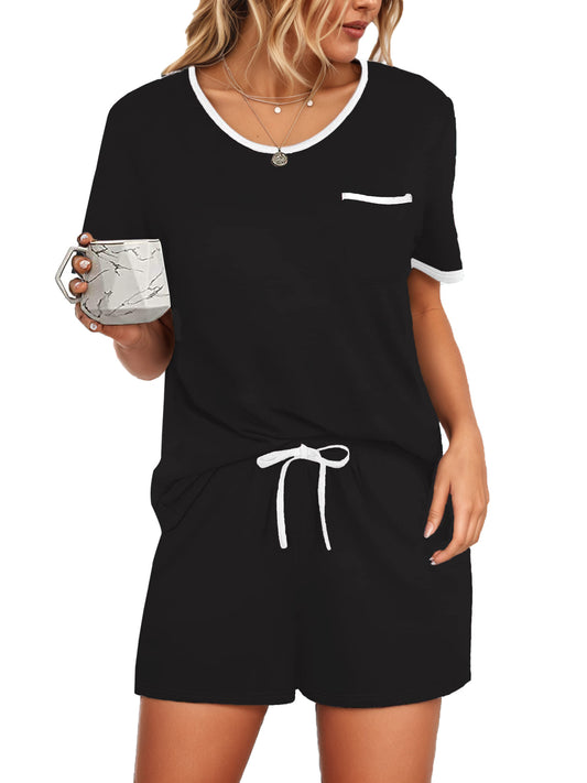 UVN Pajamas Sets for Women 2 Piece Lounge Set Short Sleeve Tops and Shorts Soft Pj Set Sleepwear Loungewear