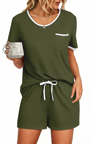 UVN Pajamas Sets for Women 2 Piece Lounge Set Short Sleeve Tops and Shorts Soft Pj Set Sleepwear Loungewear