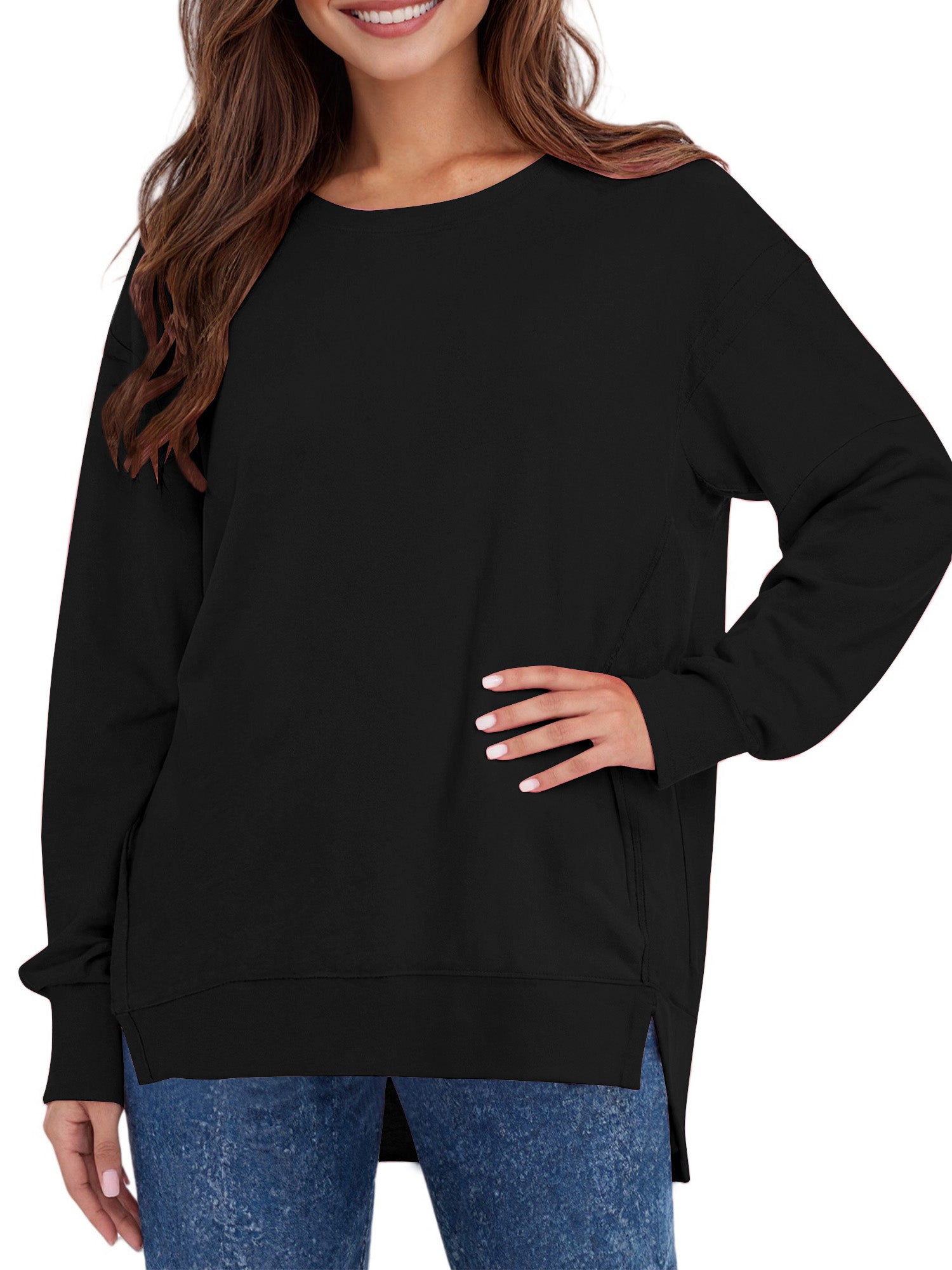 UVN Sweatshirts for Women Long Sleeve Pullover Fall Crewneck Oversized Tops