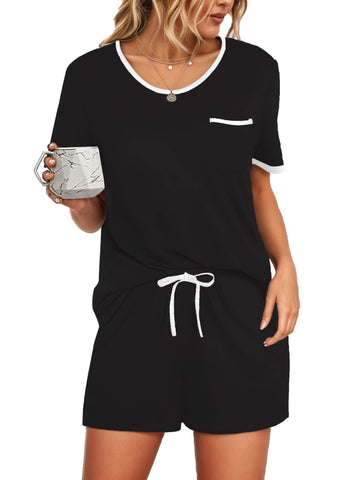 UVN Pajamas Sets for Women 2 Piece Lounge Set Short Sleeve Tops and Shorts Soft Pj Set Sleepwear Loungewear